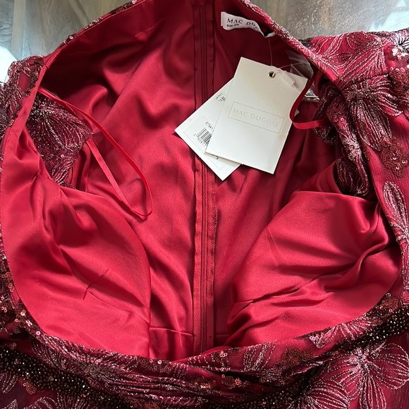 MAC DUGGAL Embellished Illusion Long Sleeve Fit & Flare Dress. - Picture 15 of 16